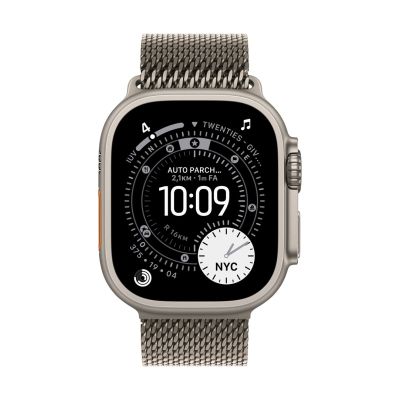 Apple Watch 49mm Natural Titanium Milanese Loop - Medium