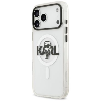 2. Karl Lagerfeld IML Karl Sketch Logo MagSafe Case for iPhone 17 Pro Max - Transparent
