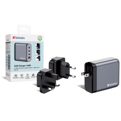 5. Verbatim GaN charger 140W, 1x USB-A, 3x USB-C