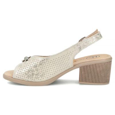 3. Women's leather sandals on a block, gold Filippo DS7645