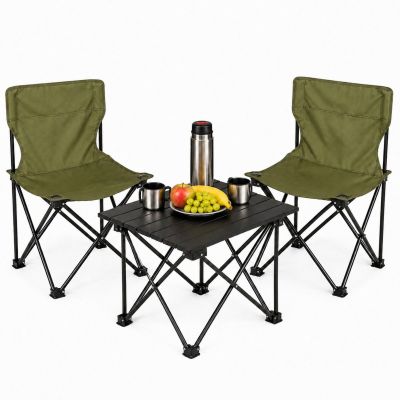 27. FOLDABLE TOURIST SET 3IN1 TABLE AND 2 CHAIRS GREEN ENERO CAMP