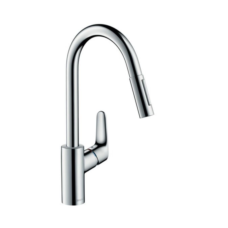 2. Hansgrohe Focus M41 kitchen faucet with pull-out spout