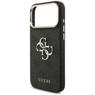 6. Guess 4G Big 4G Classic Logo Big Strap Metal Buttons Case for iPhone 18 Pro / 17 Pro – Black