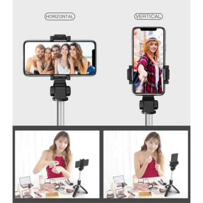 12. Tech-Protect L01S Bluetooth Selfie Stick with Tripod up to 70cm - Black