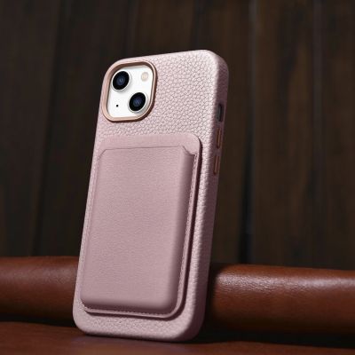 15. iCarer Litchi Premium Leather Case iPhone 14 Plus Magnetic Leather Case with MagSafe Pink (WMI14220711-PK)