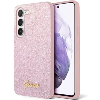 Guess Glitter Script Case for Samsung Galaxy S23+ - Pink