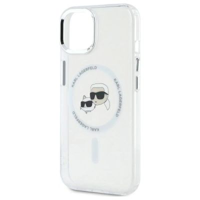 6. Karl Lagerfeld IML Metal Karl&Choupette Head MagSafe iPhone 14 Case - White