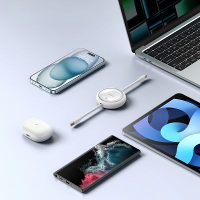 8. Baseus Free2Draw Mini USB-C - USB-C 100W 1m retractable cable - white