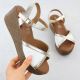 Women's wedge sandals in white and gold S.Barski PL51-324