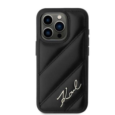 3. Karl Lagerfeld Diagonal Quilted Script case for iPhone 15 Pro Max - black