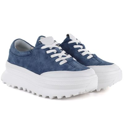 4. Women's blue leather platform shoes Vince