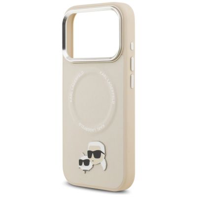 6. Karl Lagerfeld Karl & Choupette Pins MagSafe Case for iPhone 17 Pro Max - Beige