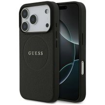 Guess Grained Gold Ring MagSafe Case for iPhone 18 Pro / 17 Pro - Black