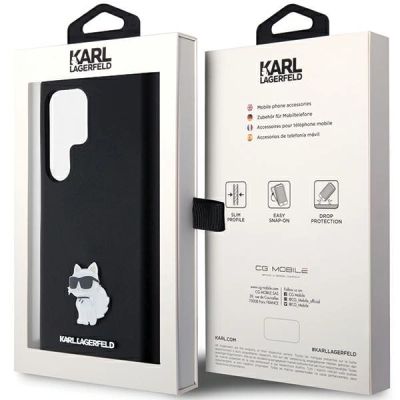 8. Karl Lagerfeld Silicone Choupette Metal Pin case for Samsung Galaxy S23 Ultra - black