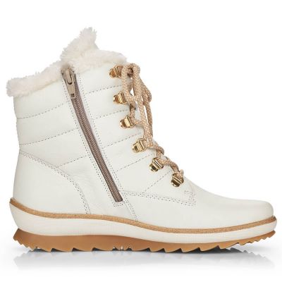 12. Remonte W RKR629 wool-lined waterproof leather ankle boots, white