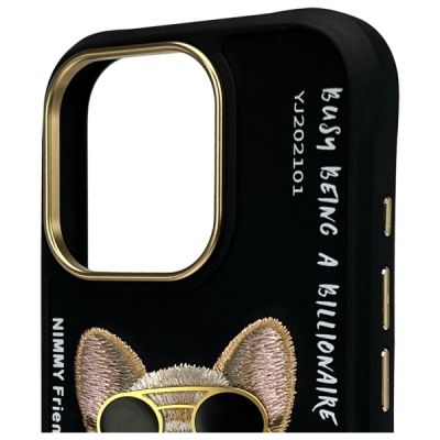 3. Nimmy Glasses Cool Dog Case for iPhone 16 Pro - Black