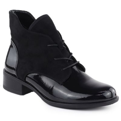 Women's insulated patent leather ankle boots, black, Jezzi ASA198-15
