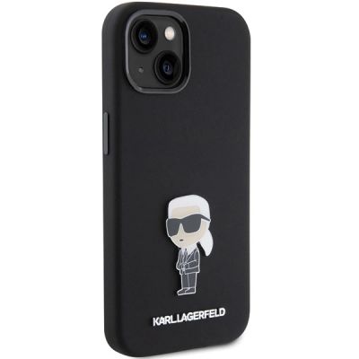 4. Karl Lagerfeld Silicone Ikonik Metal Pin case for iPhone 15 Plus / 14 Plus - black