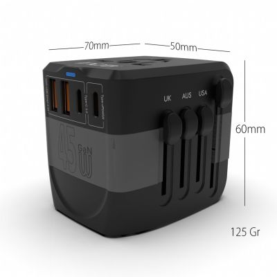 3. Inca IPW-45SA Universal Black Power Plug Adapter