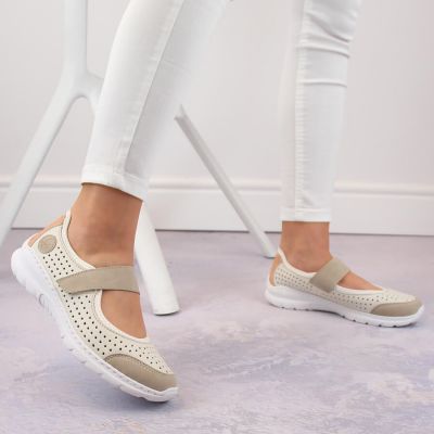 20. Comfortable Rieker W RKR575A openwork shoes, beige