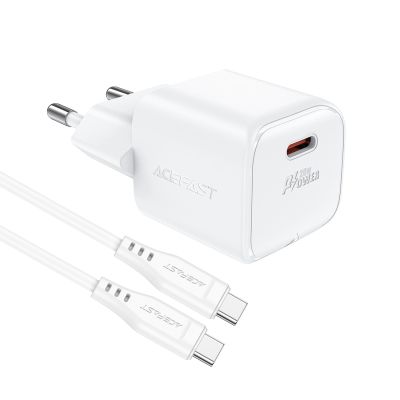 4. Acefast A73 Mini PD 20W GaN wall charger + USB-C cable - white
