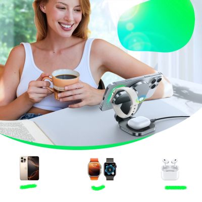 7. Joyroom JR-W17 Qi 3-in-1 Wireless Inductive Charger - Black