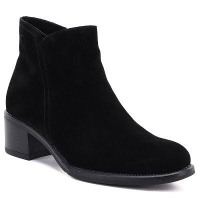 Women's leather ankle boots with a block heel, black Sergio Leone BT-52-S