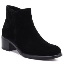 Women's leather ankle boots with a block heel, black Sergio Leone BT-52-S