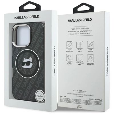 8. Karl Lagerfeld IML Choupette Head Logo MagSafe Case for iPhone 16 Pro Max - Black