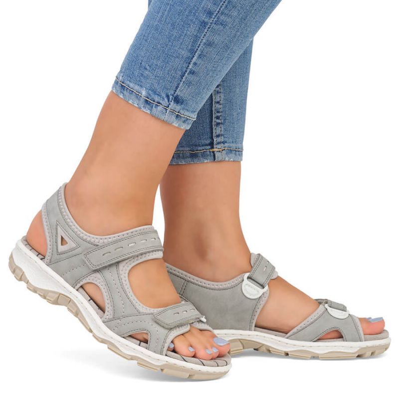 16. Comfortable Rieker W RKR674 sandals gray