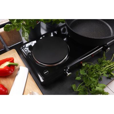 8. ELDOM ELECTRIC TWO-BURNER STOVE PG22 2500W, SMOOTH TEMPERATURE REGULATION, PLATE DIAMETERS 18.5 CM + 15.5 CM