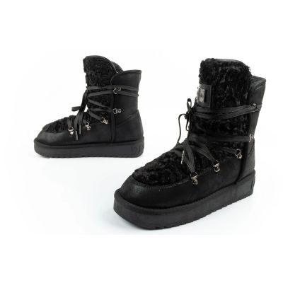 8. D.Franklin women's winter snow boots, fashionable fur lining, black high