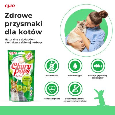 2. INABA Churu Pops Tuna with Chicken - cat treat - 4x15 g