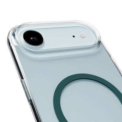 5. Puro Lite Mag TPU+PC Case Compatible with MagSafe for iPhone 17 Air - Transparent with Turquoise Ring