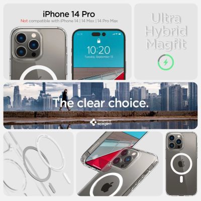 7. Spigen Ultra Hybrid Mag Case with MagSafe for iPhone 14 Pro - Clear/White