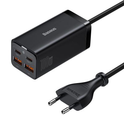 3. Baseus GaN3 Pro fast universal GaN charger 2 x USB Type C / 2x USB 100W PD3.0, QC4.0 +, AFC black (CCGP000101)