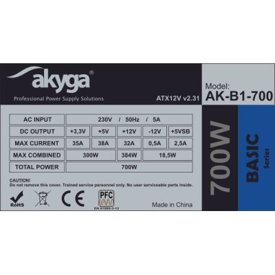 4. Akyga AK-B1-700 Power Supply (700 W; Passive; 120 mm)