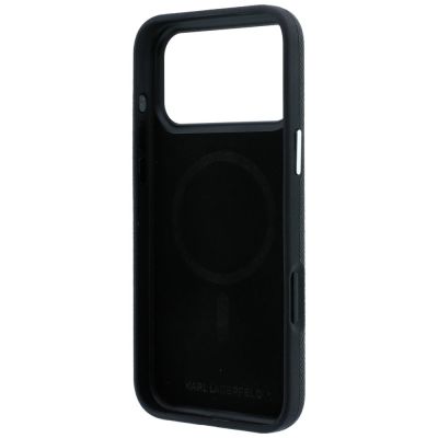 7. Karl Lagerfeld Grained Karl Head Metal MagSafe Case for iPhone 18 Pro Max / 17 Pro Max - Black