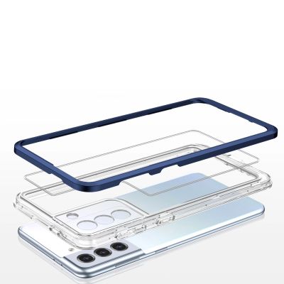 5. Clear 3in1 case for Samsung Galaxy S23+ silicone cover with frame blue