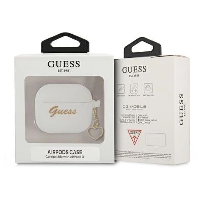 3. Guess GUA3LSCHSH AirPods 3 cover white/white Silicone Charm Heart Collection