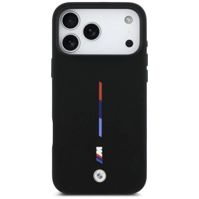 3. BMW M Silicon Tricolor Line MagSafe Case for iPhone 17 Pro Max - Black