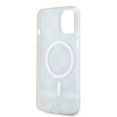 7. DKNY IML Checkered Mono Pattern & Printed Stripes MagSafe Case for iPhone 15 Plus / 14 Plus - Black