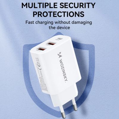 7. Wozinsky CWCUCW 30W USB-C / 2 x USB-A Wall Charger - White
