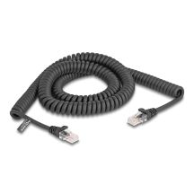 DeLOCK Coiled RJ45 Cable Male to Male Cat.5e 3m Black