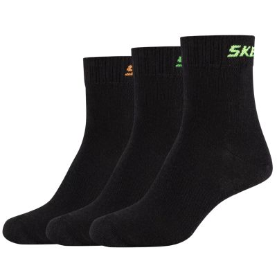 Skechers 3PPK Boys Mech Ventilation Socks SK41064-9999 Black 35-38