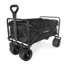 Wozinsky WZP-100 beach, tourist, garden trolley, durable, wide wheels, with safety net up to 100 kg - black