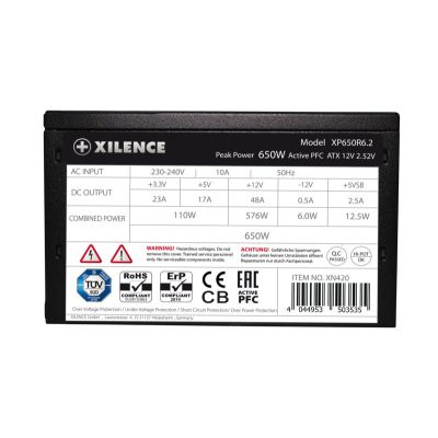 6. Xilence XN420 Power Supply - 650 W - 220 - 240 V - 50 Hz - 10 A - Active - 576 W