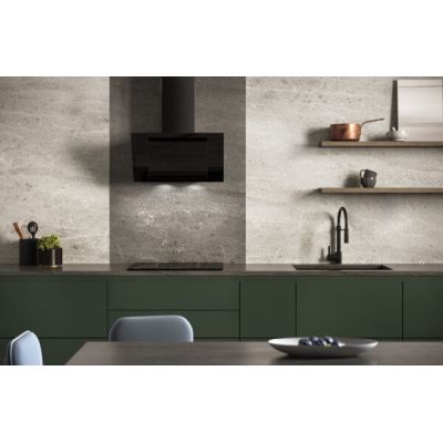 MAAN Vertical Eco Duo Glass hood, black glass front, 60 cm wide.