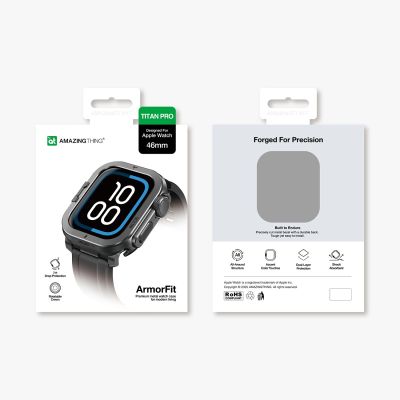 6. AmazingThing Titan Pro Metal Case for Apple Watch 11 46mm Aluminum - Black