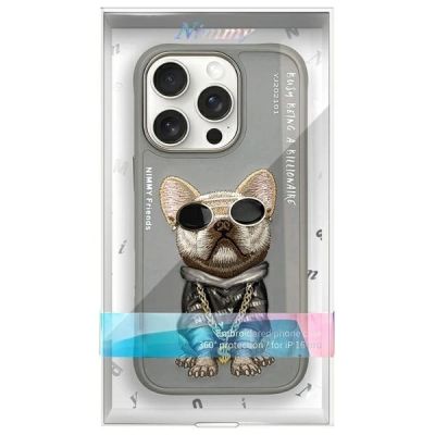 9. Nimmy Glasses Cool Dog Case for iPhone 16 Pro Max - Gray